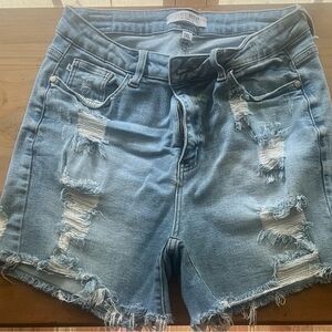 Judy Blue Los Angeles Women's Ripped Jean Shorts Light Blue 1XL Distressed Denim